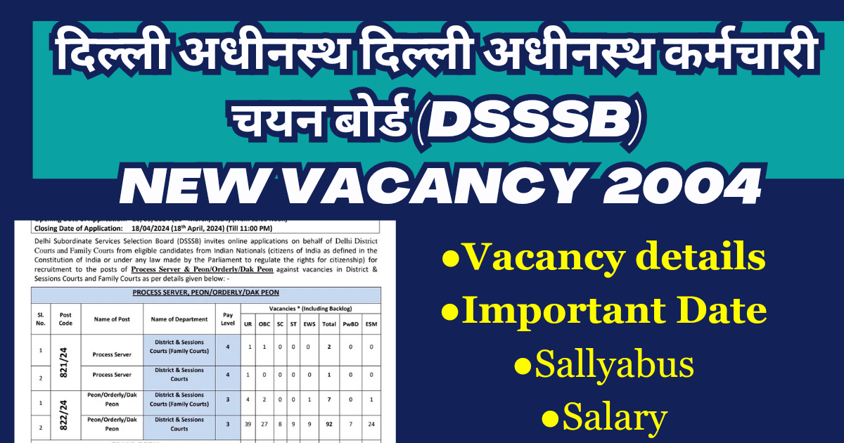 dsssb.delhi.gov.in Current Vacancy 2024